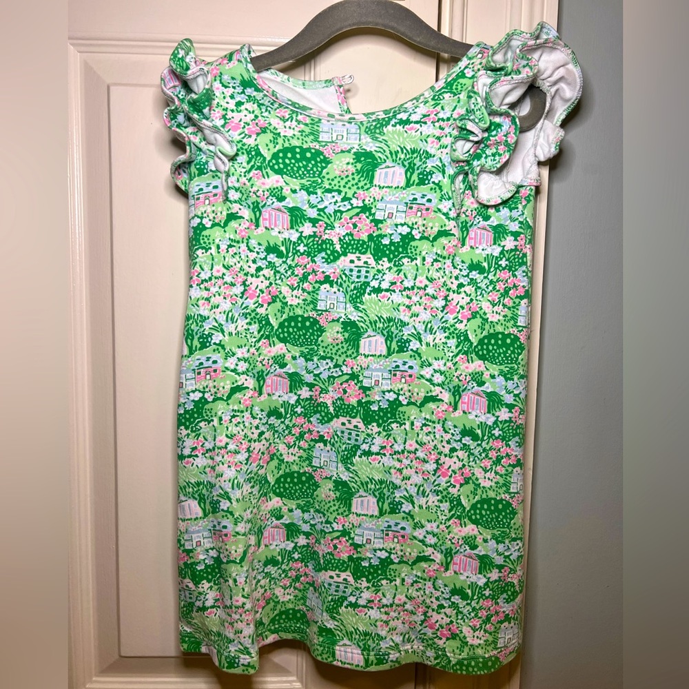 Beaufort Bonnet 4T floral green pink sundress